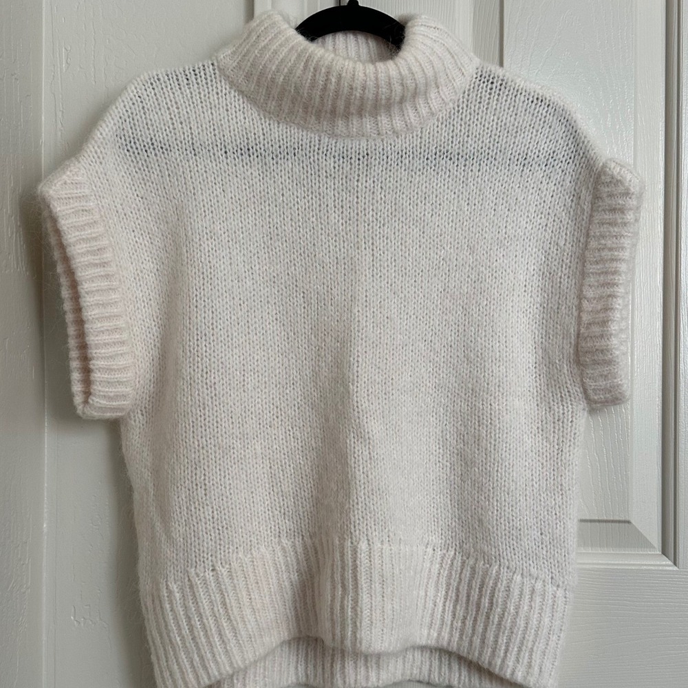 Mint Velvet Ivory Alpaca‎ & Wool Blend Sleeveless High Neck Knit Sweater Vest XS